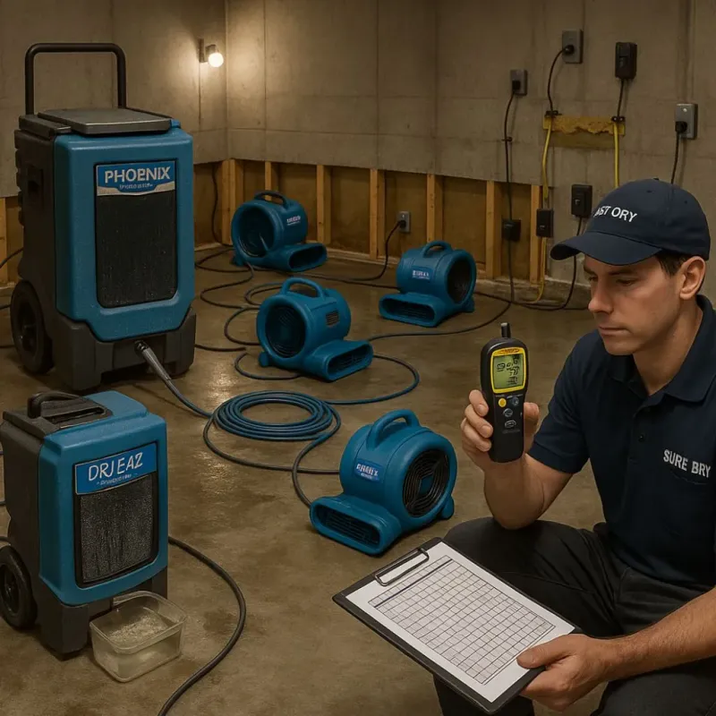 Structural Drying and Dehumidification process in Valley Springs, CA